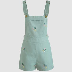 Floral Embroidery Mint Green Romper